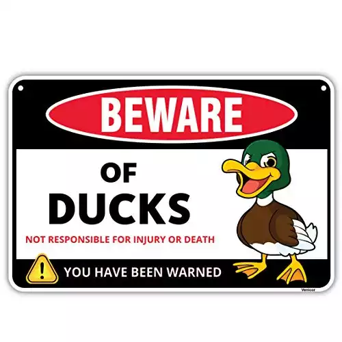Venicor Duck Sign Decor - 8 x 12 Inches - Aluminum - Duck Gifts for Duck Lovers - Duck Crossing Decorations for Home Poster Things Pet Accessories Stuff