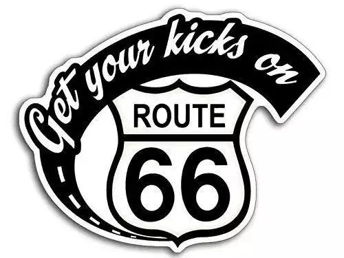 4x4 inch GET Your Kicks ON Route 66 Shaped Sticker (Highway rv Historic Travel) Vinyl Decal Sticker Car Waterproof Car Decal Bumper Sticker