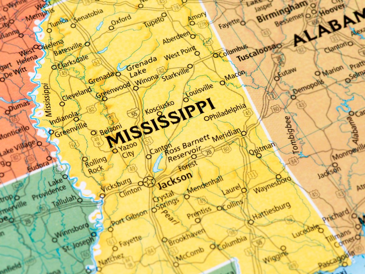 A map of mississippi is shown.